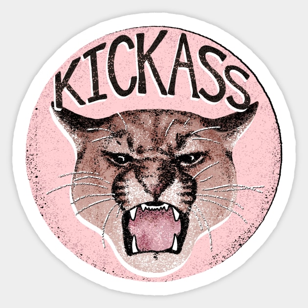 Kickass Large Cat Roaring Sticker by Annelie